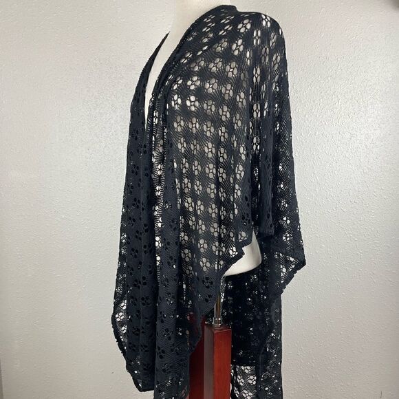 Envision Studio Black Loose Knit Cardigan Sweater Wrap One Size Fits All EUC - Picture 5 of 7